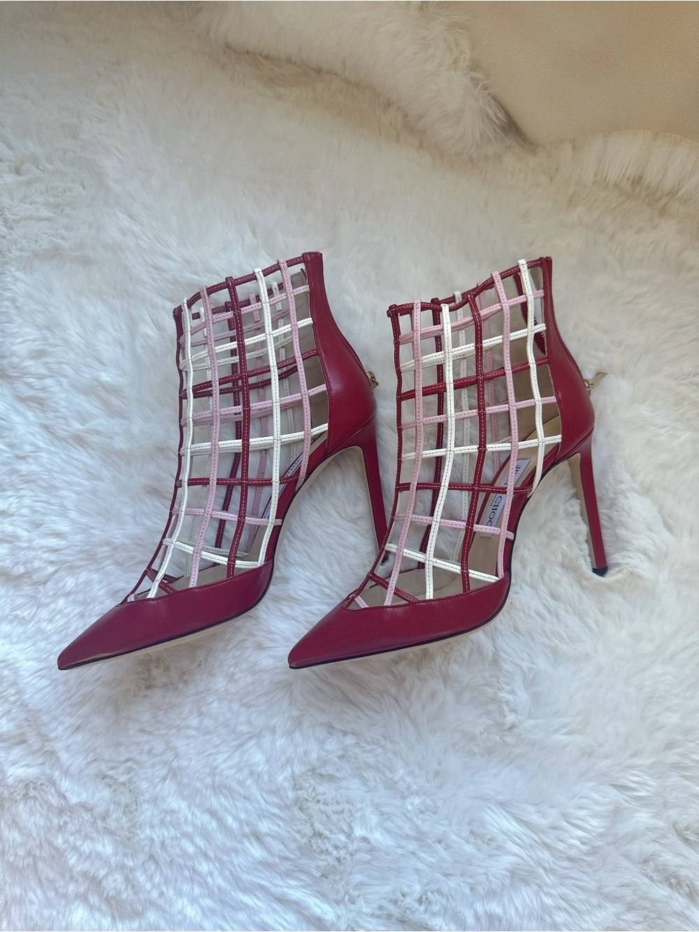 New Authentic Jimmy Choo Red Cage Bootie